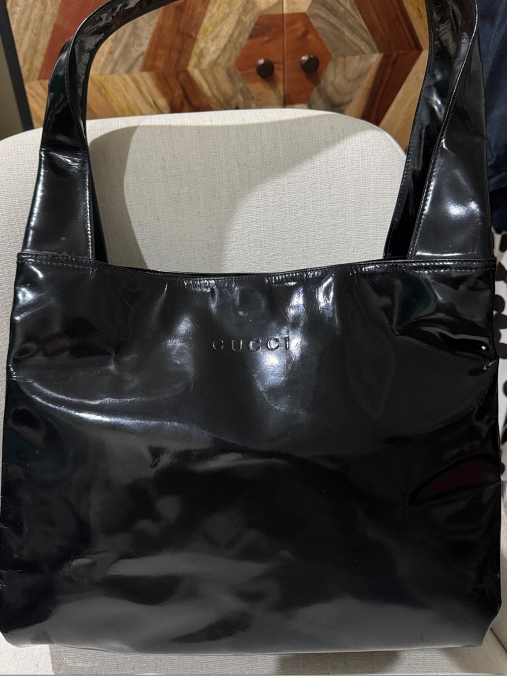 Gucci Black Patent Shoulder Bag